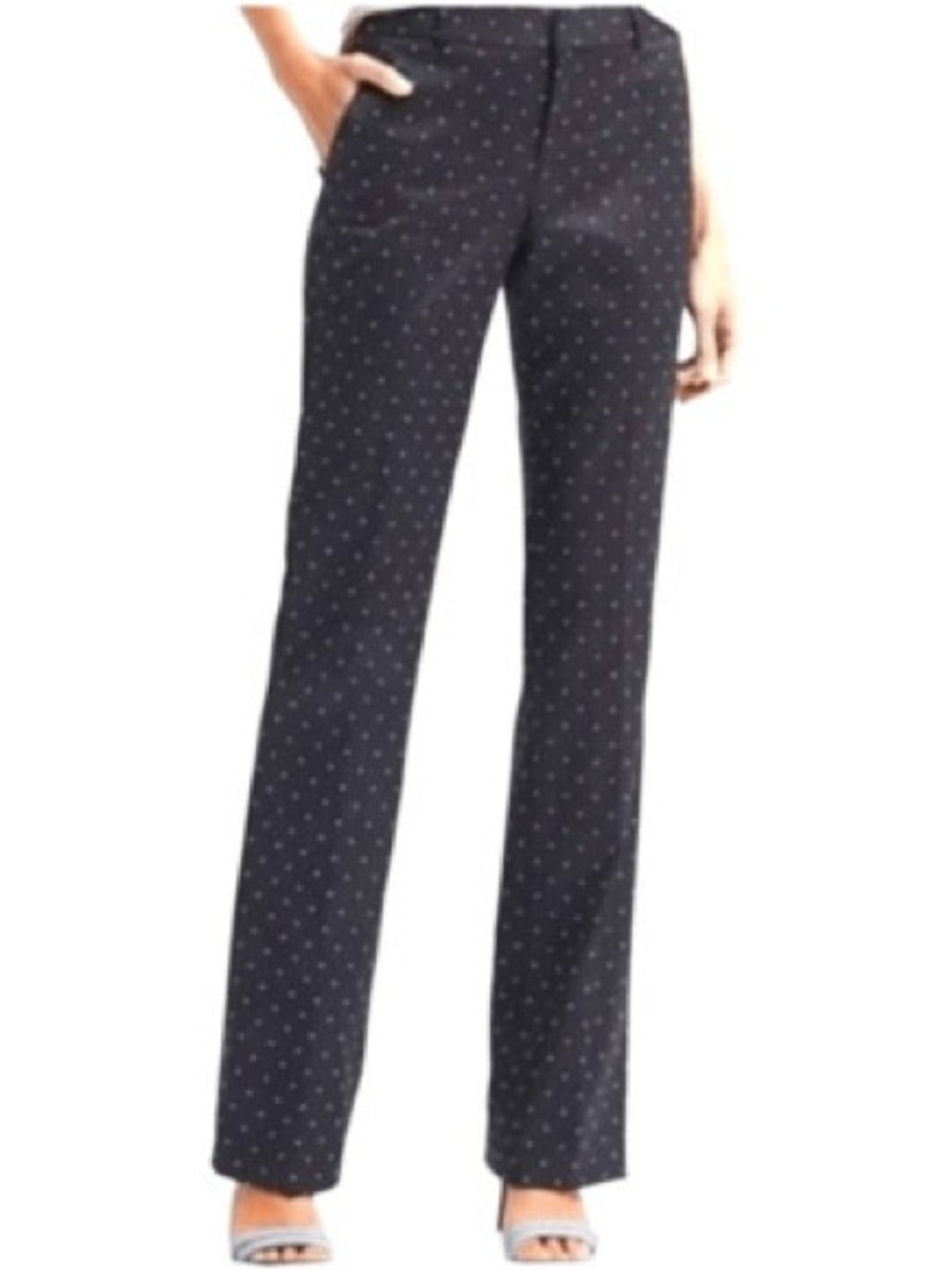 NWOT Banana Republic Pant Sz10 Women’s Logan Navy Straight-Leg Polka Dot Pants